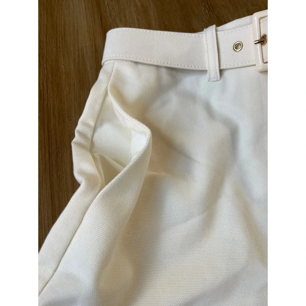 Trina Turk Eisley White Cuffed Shorts with Belt Sz 0 - Picture 5 of 8